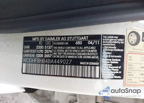 2011 Mercedes-Benz E 350 4Matic from USA, damaged, VIN WDDHF8HB4BA449027